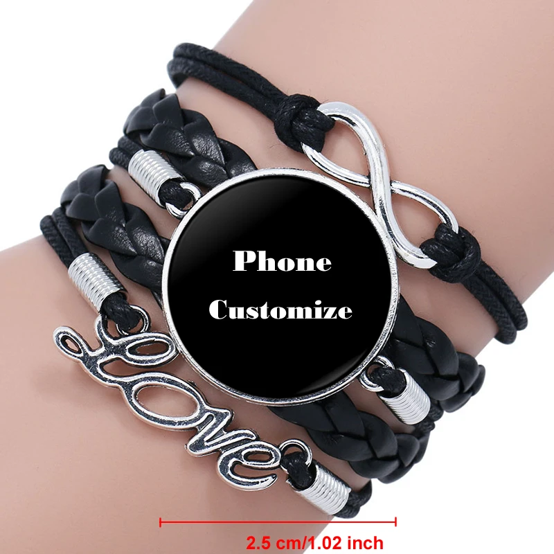 Многослойный черный/коричневый кожаный браслет бижутерия со стеклянными
