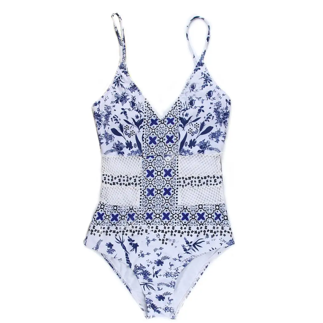 Женский v образный вырез регулируемые бретельки провод с цветочным рисунком