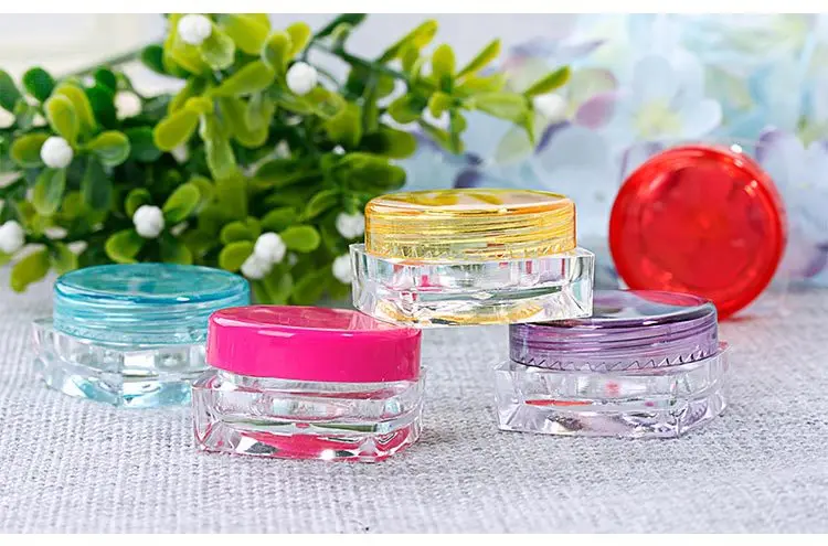 

5g Mini transparent plastic jars cream jars loose powder square sample bottle empty bottles cosmetics packaging containers
