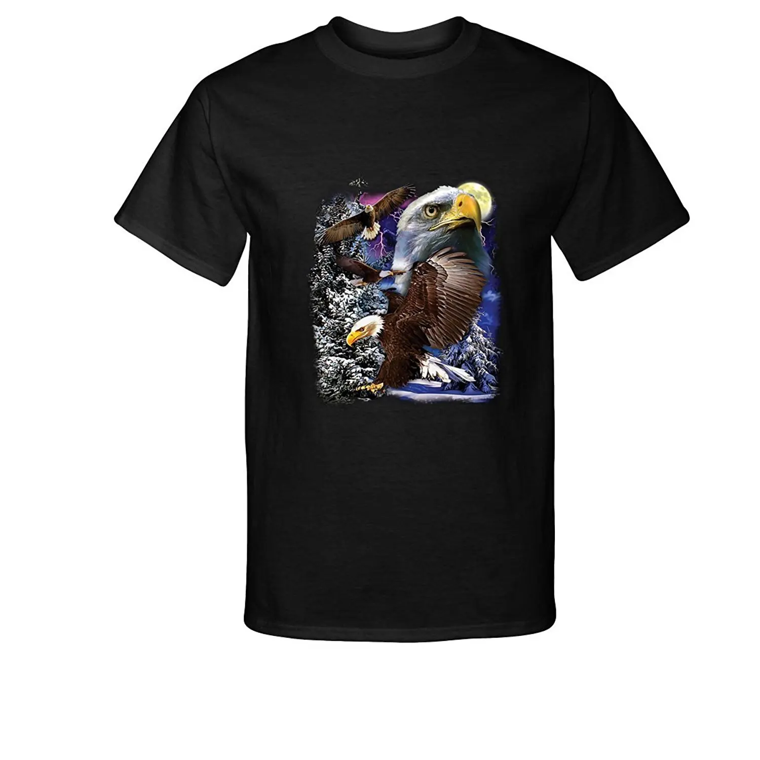 2019 New Fashion Tee Shirt Casual Golden Eagle With Moon and Snow T-Shirt | Мужская одежда