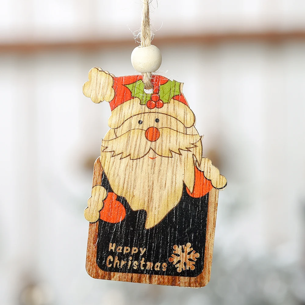 Santa Clause 1 шт. милые деревянные елочные украшения в виде лося, подвесная Подвеска для изготовления, рождественские украшения в виде Санты для дома, год - Цвет: Santa Clause
