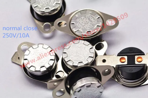 5 шт. KSD301 250 В/10A дисковый температурный переключатель нормальный закрытый термостат термический протектор 40~ 160 градусов Цельсия