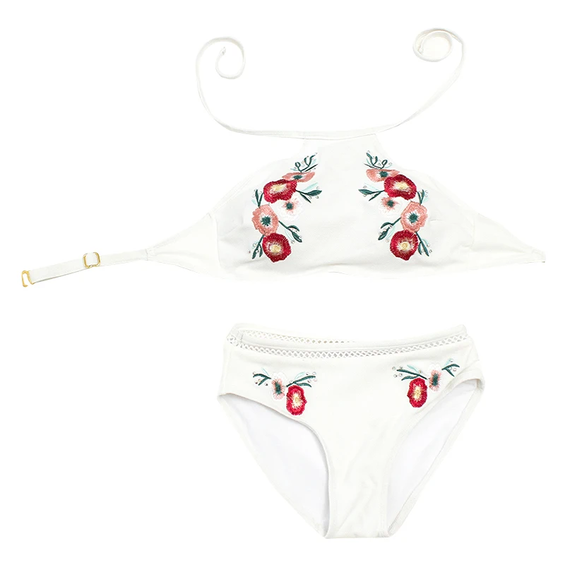 2018 Новый Ретро Белый горячий весенний купальный костюм из двух частей бикини |
