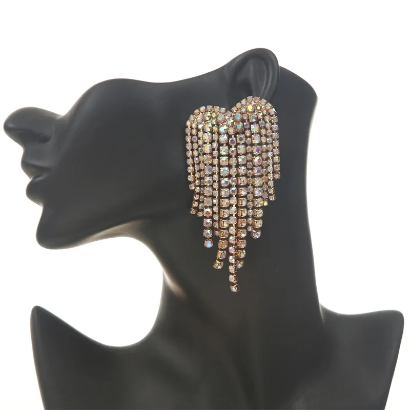 Роскошные Стразы в форме сердца вечерние серьги для женщин модные блестящие