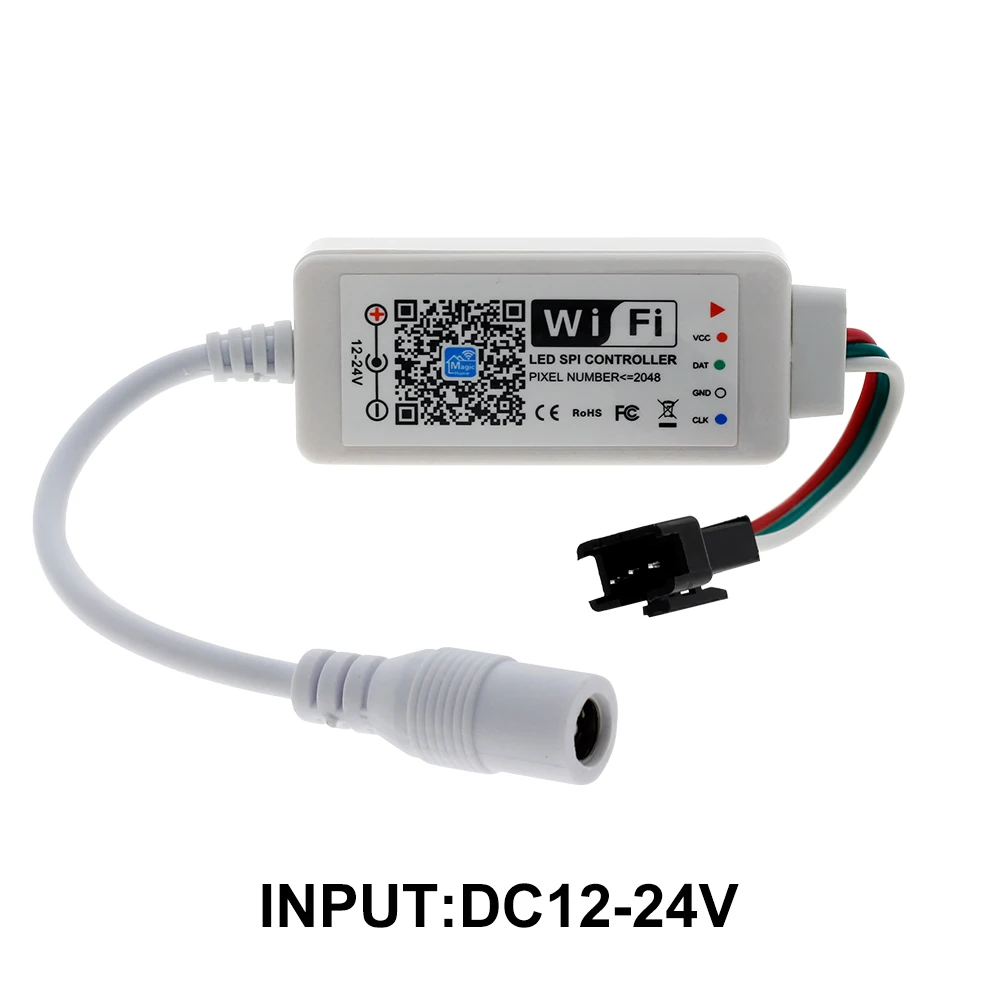 DC12-24V DC5-24V Wifi WS2811 WS2812B RGB Светодиодная лента светильник управление Лер Amazon Alexa/Google Phone умный голос IOS/Android приложение управление - Цвет: DC12-24V