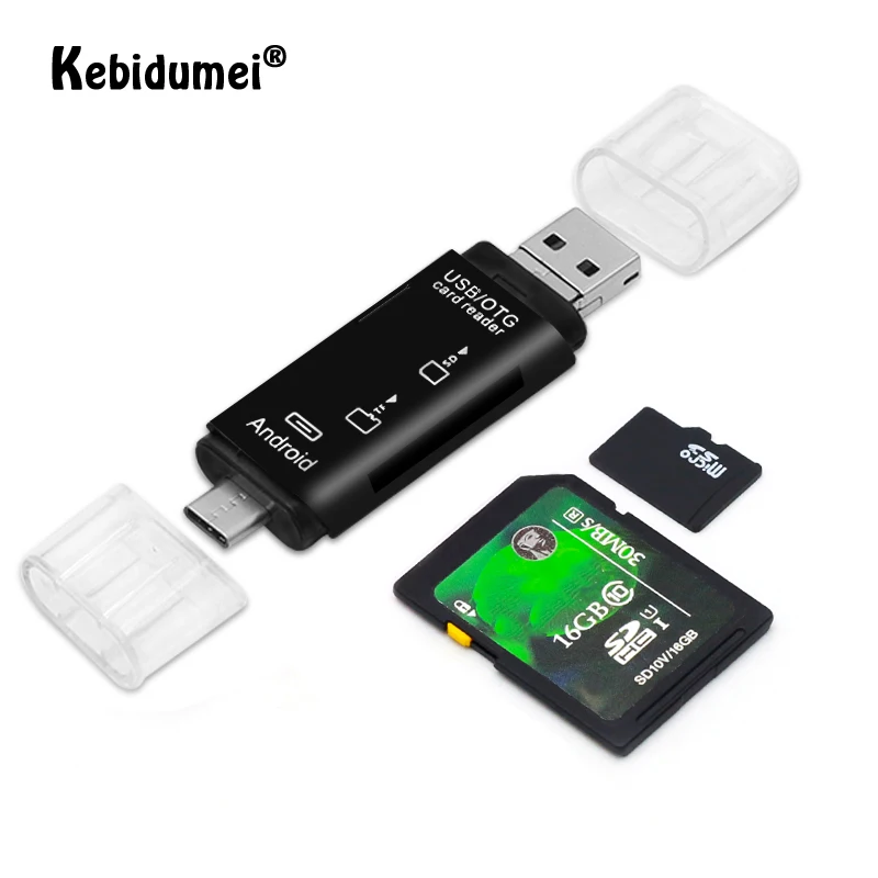 

Kebidumei Type C & Micro USB & USB 3 в 1 OTG Кардридер высокоскоростной USB2.0 Универсальный OTG TF/SD для Android компьютера ноутбука