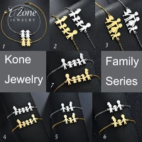 uzone brand stainless steel charm bracelets bangles for family women men dad daughter son gold color jewelry drop shipping