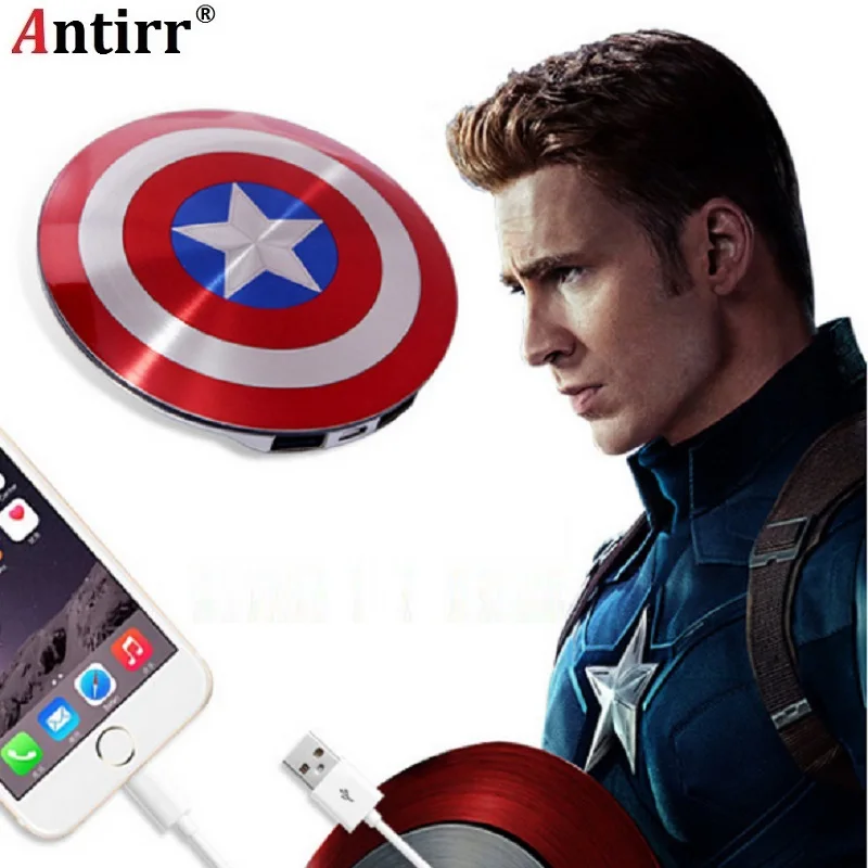 Внешний аккумулятор Captain America 6800 мАч щит USB зарядное устройство для xiaomi mi5 iphone6 6s