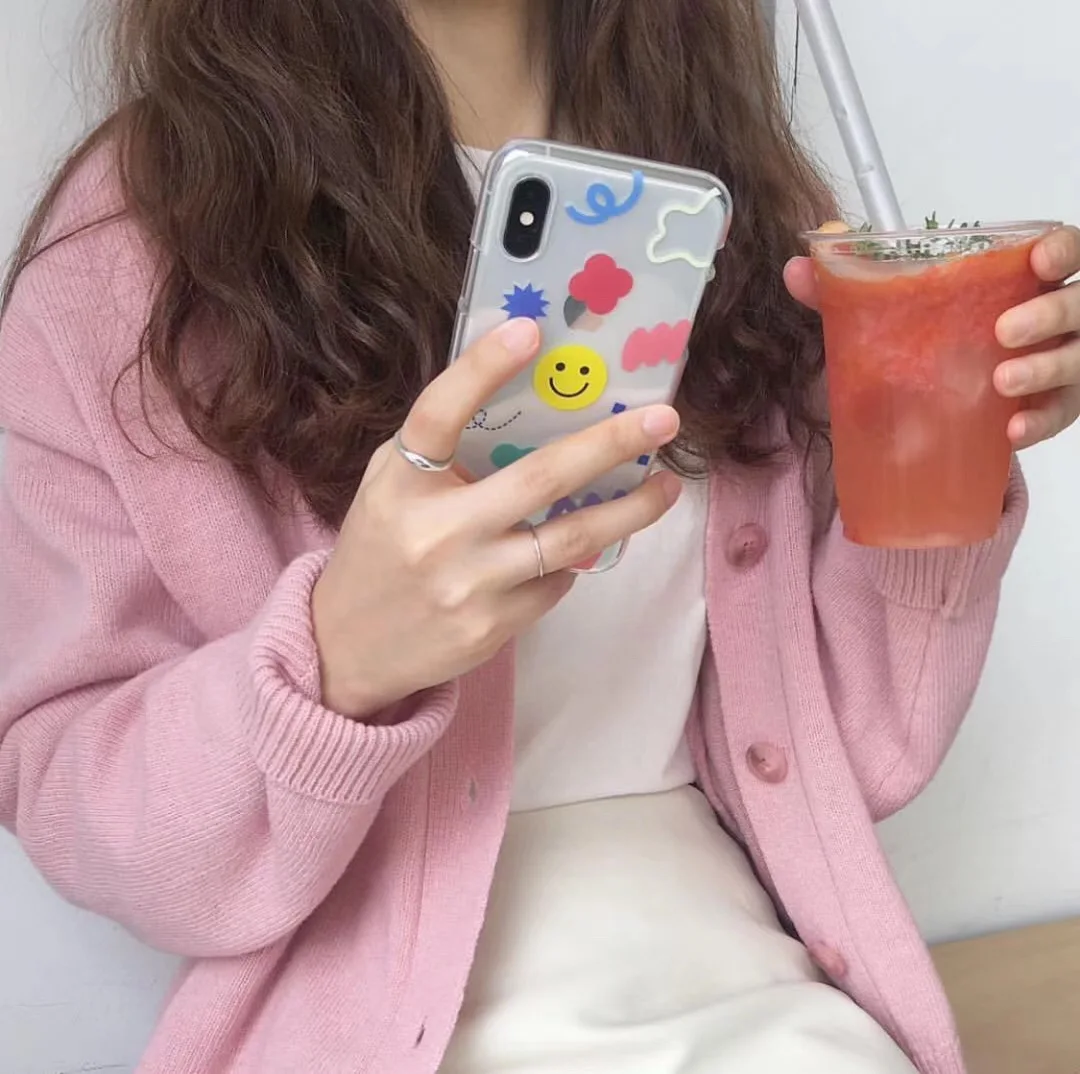 INS Корея супер огонь простой смайлик чехол для телефона iphone Xs max Xr X 6 6s 7 8 plus цветной