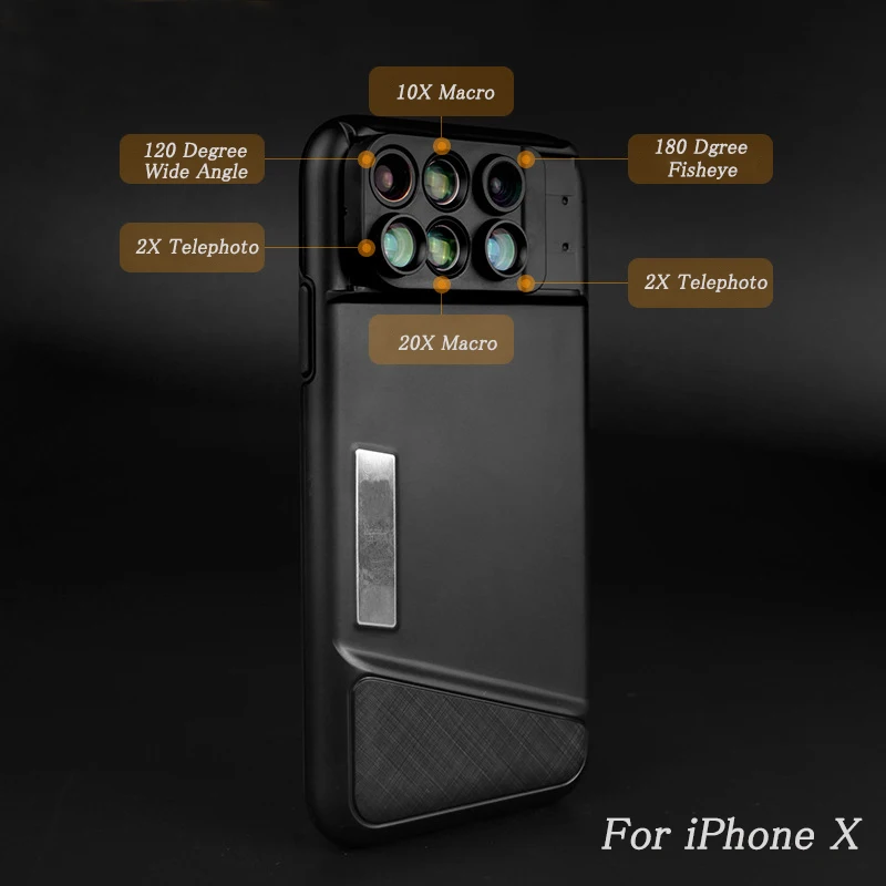 Heyytle 4 в 1 чехол для мобильного телефона, чехол для iPhone X 8 7 6S 6 Plus, Широкоугольный макро объектив рыбий глаз, черный чехол