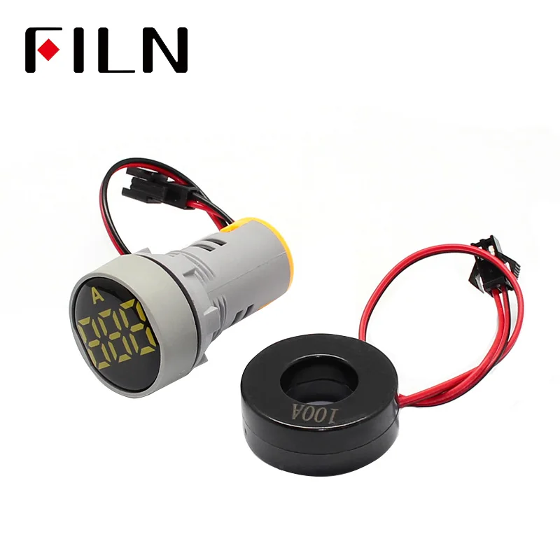 FL1P 22NA NN 1 0 100A цифровой амперметр измеритель тока светодиодный индикатор квадратная сигнальная лампа AC 220V