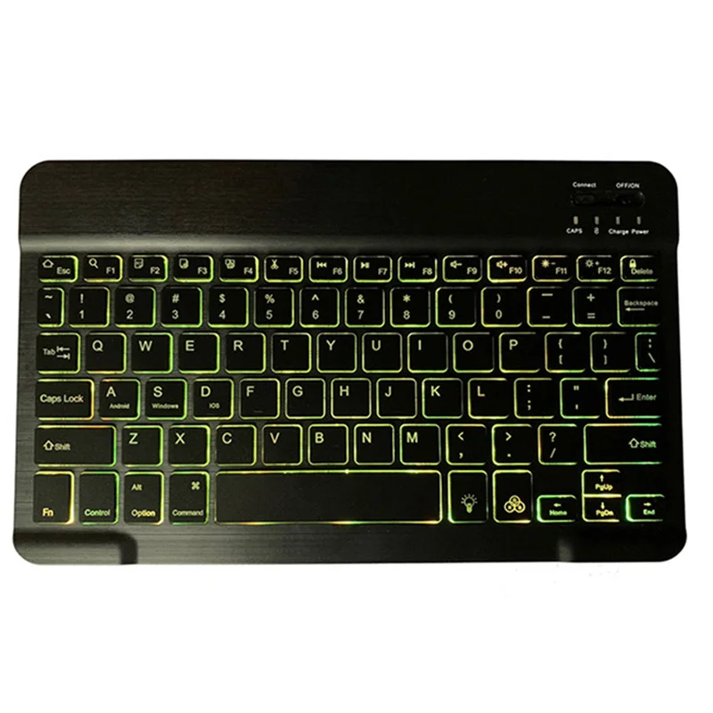 

10.1in Backlit Bluetooth Keyboard Ultra Light Slim 7 Colors Keyboard for Tablet Laptop QJY99