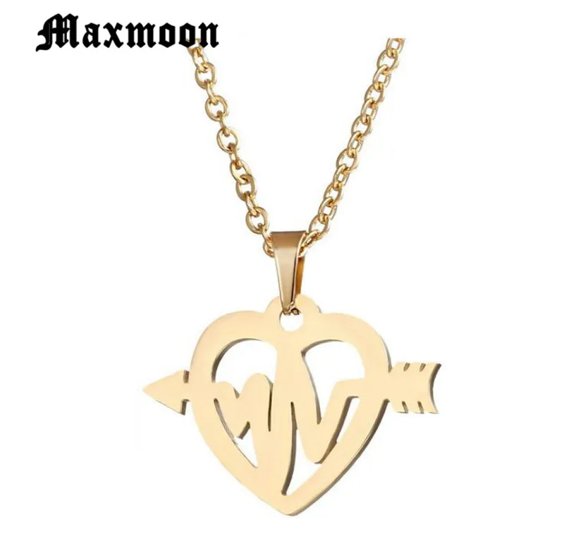 Maxmoon Collier Femme ожерелье с кулоном в виде сердца и стрелы для влюбленных ювелирные
