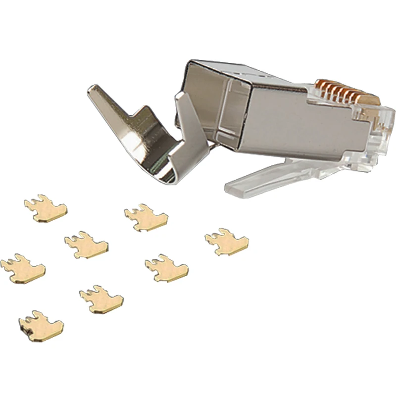 

100pcs Shield FTP Plug RJ45 8P8C Cat7 Connector Modular Plug ethernet RJ45 Connector 50u Gold plated Patch Cord Cat7 Connectors