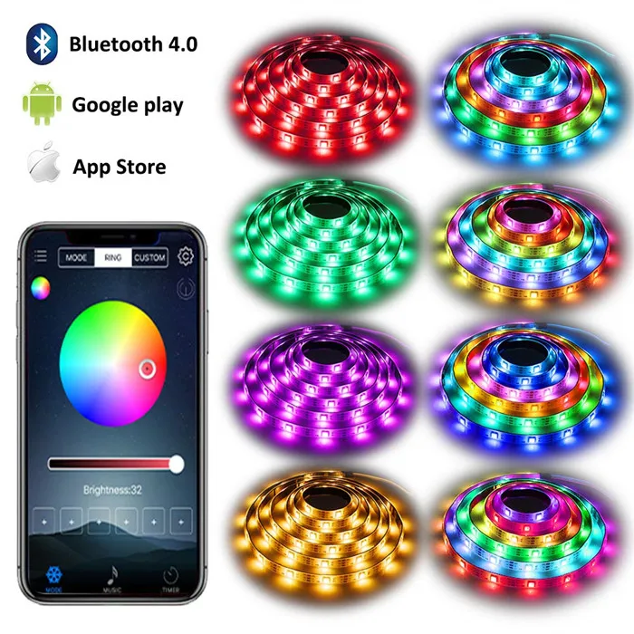 Bluetooth Светодиодная лента RGB USB 5050 DC5V ТВ ПОДСВЕТКА Fita De светодиодный RGB лента гибкий неоновый светильник светодиодный контроллер Bluetooth
