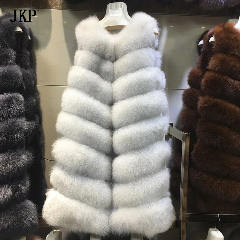 winter women's real Natrual Fox Fur vest Full Fox fur leather overcoat girl's outerwear Fur Vest coat enlarge