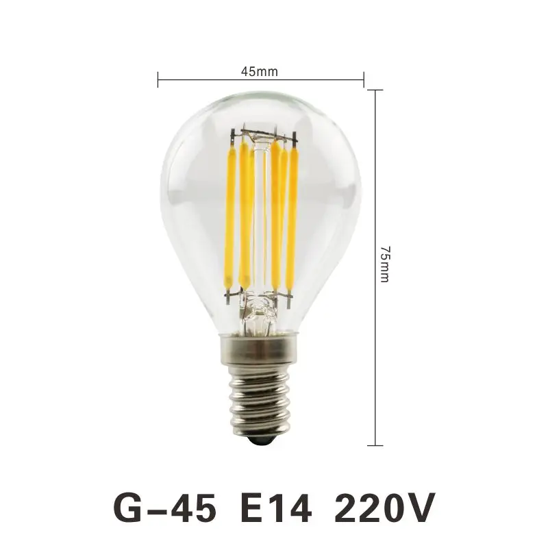 G45 E14 LATTUSO Античная Ретро Винтаж светодиодный Эдисон лампы E27 E14 светодиодный лампы 2W 4W 6W 8W нитевые светильник 220V Стекло лампа G45 A60 ST64 - Испускаемый цвет: G45 E14