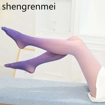 Shengrenmei Harajuku женские бархатные колготки градиент цвета конфеты бесшовные чулки плотные колготки женские колготки Medias