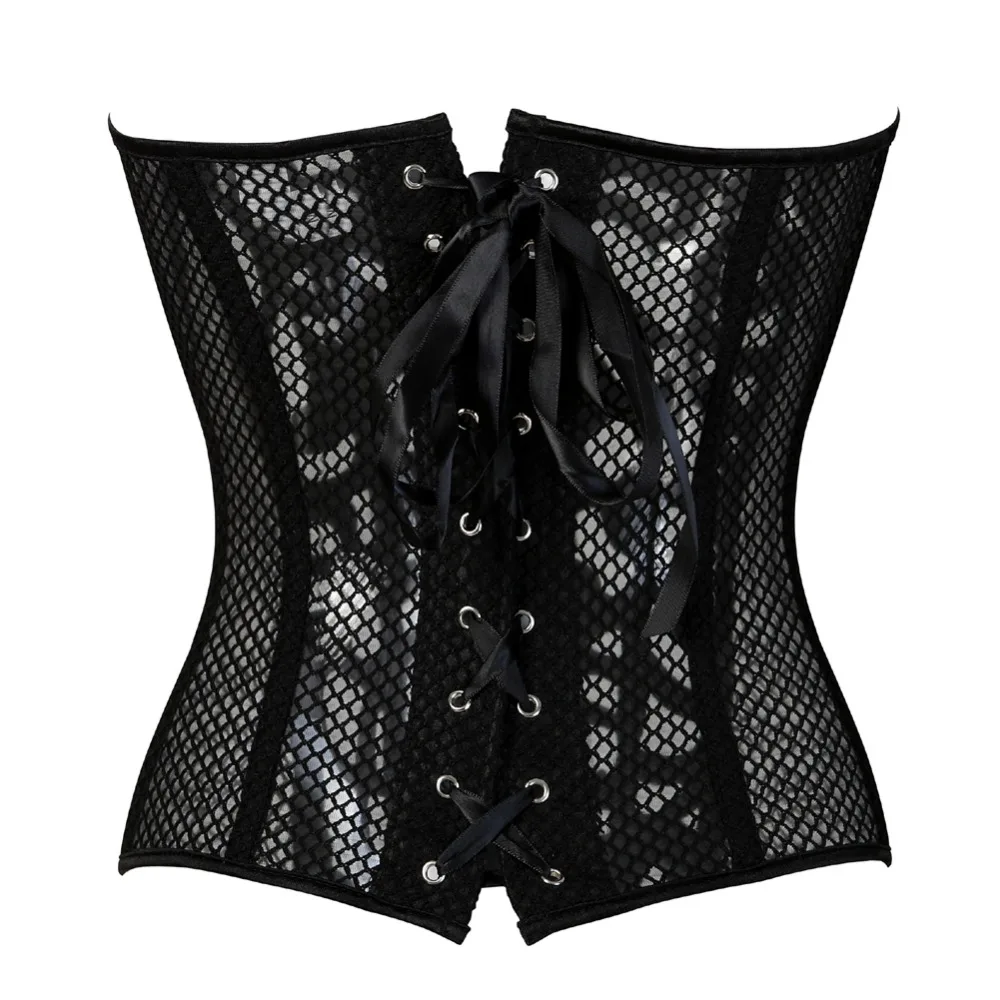 Женский корсет с дышащей сеткой со стальными костями бюстье прозрачный топ