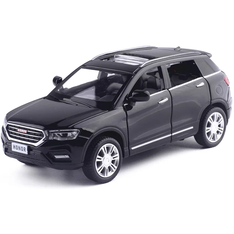 Черный 1:32 игрушечная машинка HAVAL H6, литая под давлением модель автомобиля из металлического сплава, миниатюрная модель, звук и светильник, модель автомобиля, игрушки для детей - Цвет: Черный