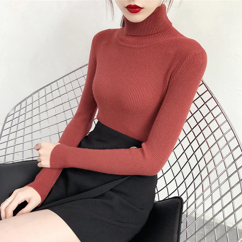 Autumn Pullover Sweater Female Pull Femme 2018 Winter Thick Warm Beautiful Turtleneck Women Long Sleeve Knit | Женская одежда