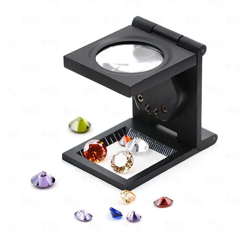 

Handheld Folding Magnifier 10x Magnification Optical Lens Magnifier Scale Magnifier LED Lighting Print Fabric Old Man Reading