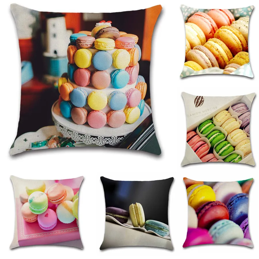 Милый макарон украшение с принтом десерт наволочка для дома диван стул магазин