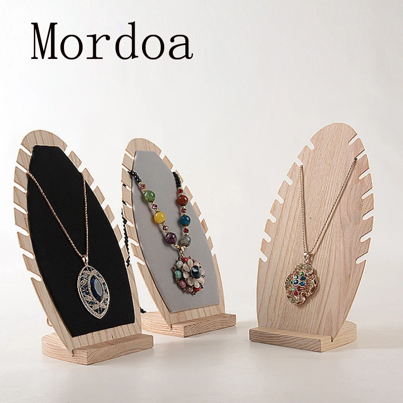 Mordoa твердой древесины бежевый/темно серый стойка витрина для ожерелий подставка