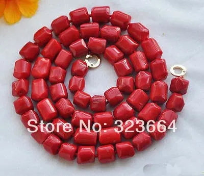 Натуральный 36 &quot13x15 мм массивное красное Коралловое ожерелье из бисера|coral bead
