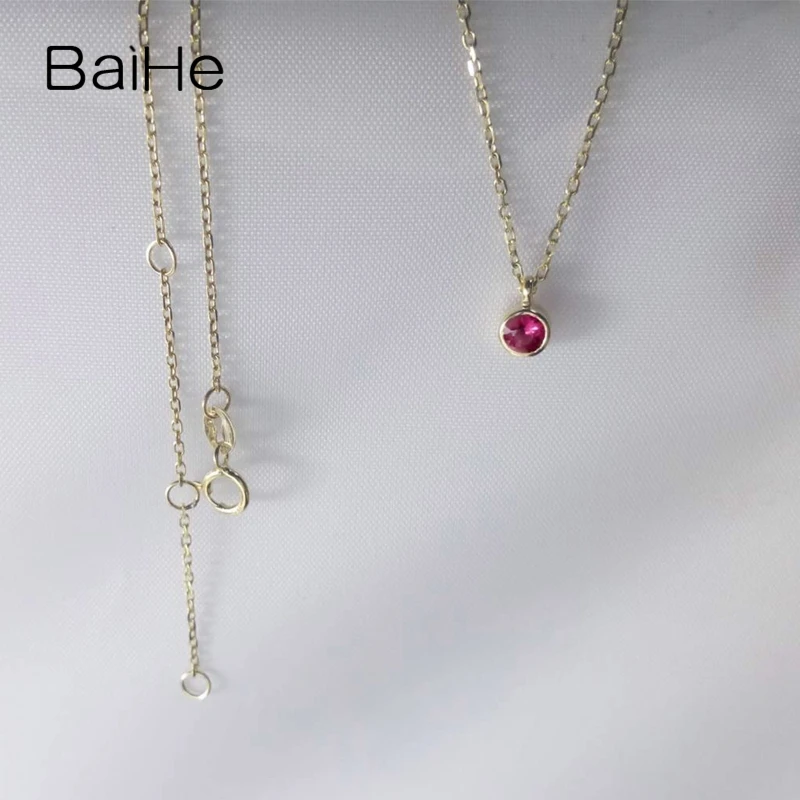 BAIHE 18K желтое золото 0 14 карат Круглые натуральный рубин помолвка ювелирные