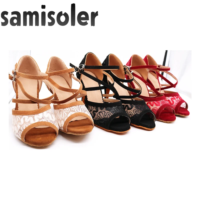 Samisoler/женские туфли для латиноамериканских танцев с коричневыми стразами