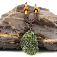 hot sale a natural moldavite green aerolites crystal stone pendant energy apotropaic4g 6g lot free rope unique necklace