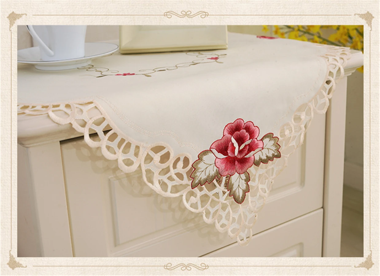 European Classical Polyacrylonitrile Hollow Lace Embroidered Tablecloth &amp Table Runner Wedding Decor Elegant Cabinets Cover | Дом и сад