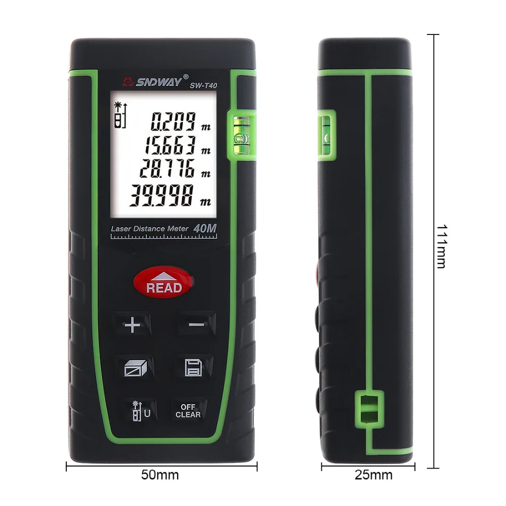 SW T40 40 м портативный многофункциональный дальномер/площадь/объем/Пифагор