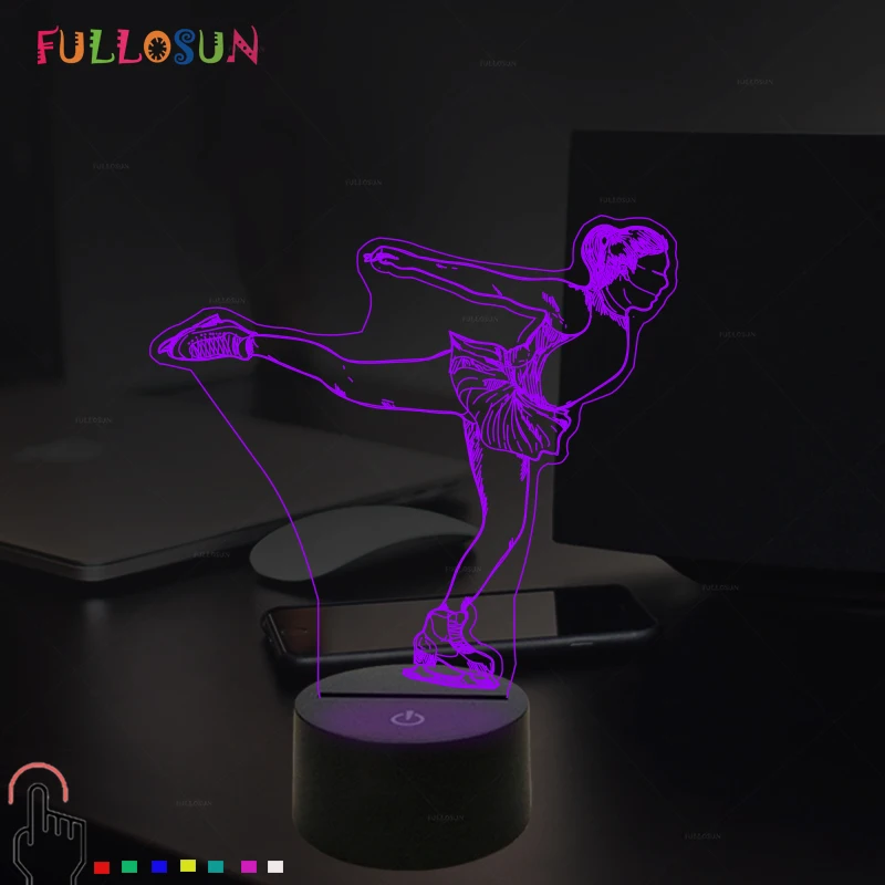 Творческий Фигурное катание 3D стол ночник Coloful градиент светодиодный настольная лампа сенсорная кнопка Таблица Lampara детский день рождения Рождественский подарок