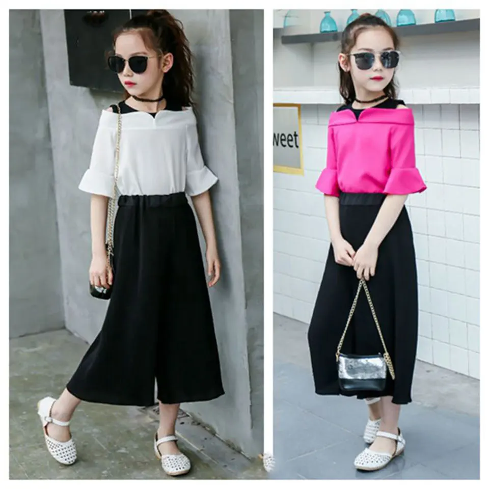 Модный комплект одежды для девочек 2019 летний розовый/белый цвет Одежда маленьких