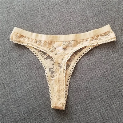 Skin Новые прозрачные кружевные стринги, сексуальные женские трусики, стринги с низкой талией, хлопковое женское нижнее белье, трусики, черные, красные, белые - Цвет: Skin