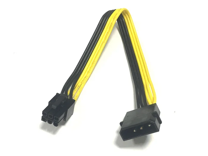 4-контактный Molex до 6-контактный PCI-Express PCIE видеокарта Кабель-адаптер 18AWG 20 см |
