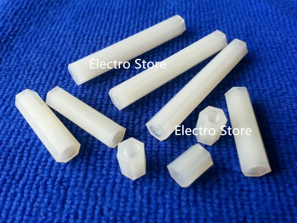 100 шт. M4 нейлоновая шестиугольная колонна гайка Резьбовая прокладка M4x6mm M4x7mm M4x8m