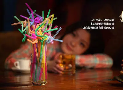 100 шт. красочные трубочки для питья на вечеринке сгибаемый гибкий Пластик