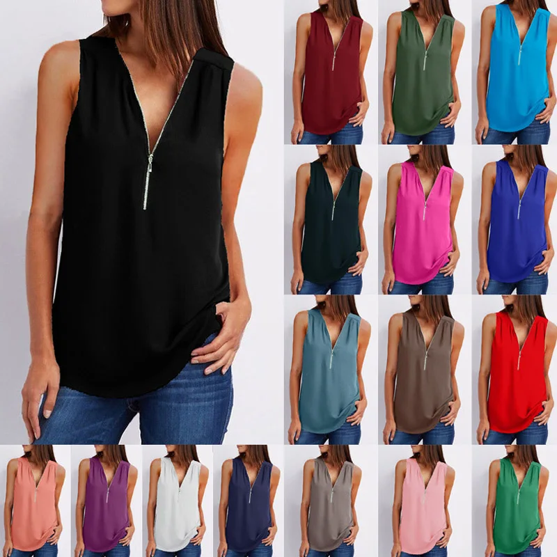 Плюс размер 5XL Blusa Feminina Летняя женская шифоновая блузка на молнии модная Дамская