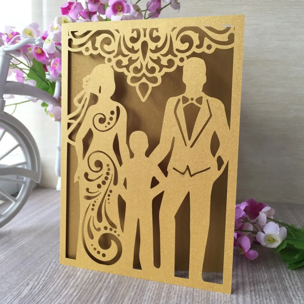 

50pcs Laser Cut Wedding Card Invitations 2018 Romantic Anniversary Celebration Party Supplies Blessing Card