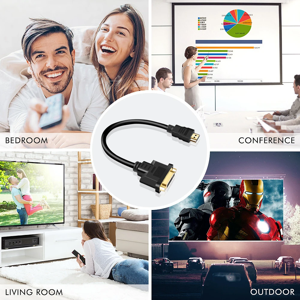 Kebidu новинка 2019 года адаптер кабеля HDMI-DVI M-F 24 + 5 переходник HDMI штекер-DVI гнездовой