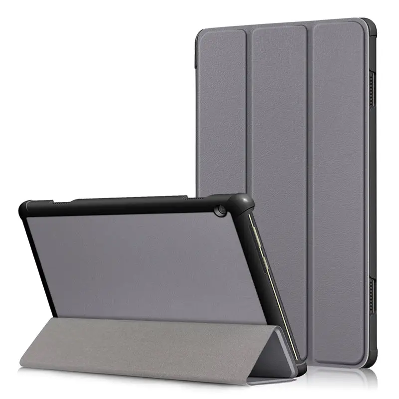 Чехол для lenovo Tab M10 10,1 чехол для планшета Funda TB-X605L TB-X605F тонкий магнитный складной из искусственной кожи чехол с подставкой в виде ракушки+ Защитная пленка на экран+ подставка для ручек - Цвет: Gray