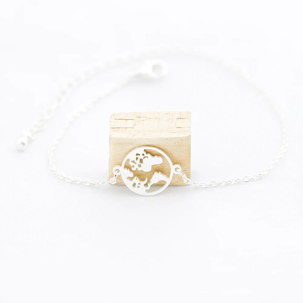 Женские Ювелирные изделия для ног из нержавеющей стали с изображением карты мира