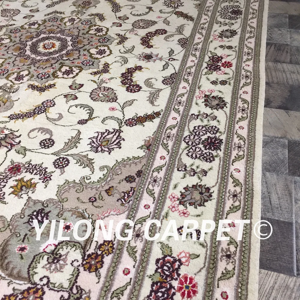 Yilong 4 'x 6' зеленый традиционный шерстяной шелковый ковер тонкий мягкий