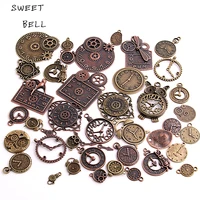 sweet bell 20pcs vintage metal zinc alloy mixed clock pendant charms steampunk clock charms for diy jewelry making h3012
