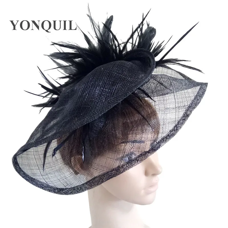 Золотой Дерби Кентукки millinery sinamay вуалетки повязка на голову с пухленькими перьями красная Коктейльная шляпа мельничный Кубок заколки для волос MYQ032