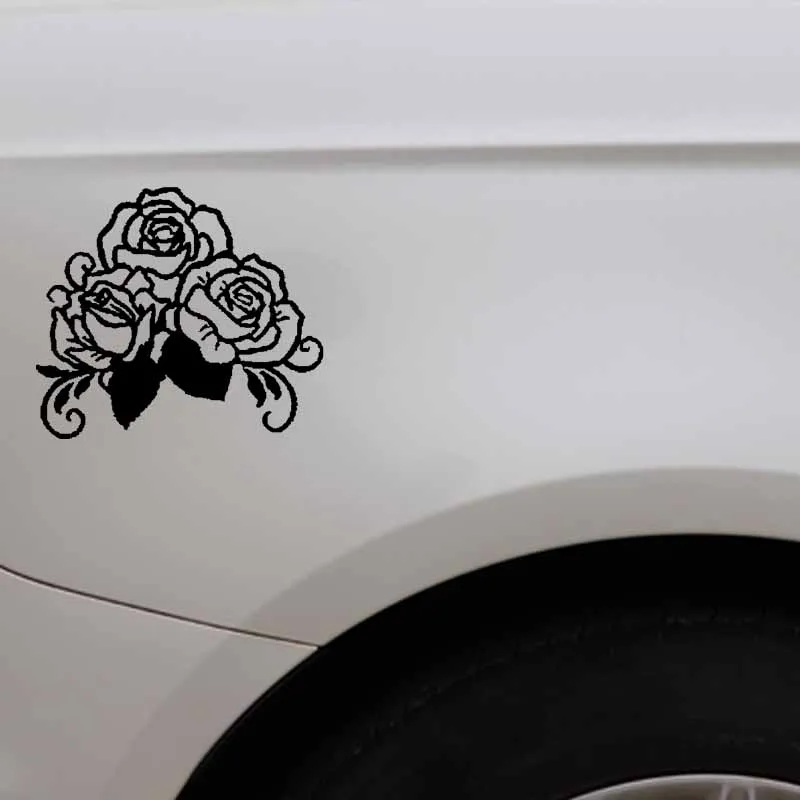 

YJZT 18.2CM*15.9CM Rose Decoration Car Sticker Vinyl Decal Black/Silver C23-0583