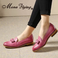 mona flying women leather penny loafers hand made causal tassel comfort slip on shoes for women ladies flx18 18